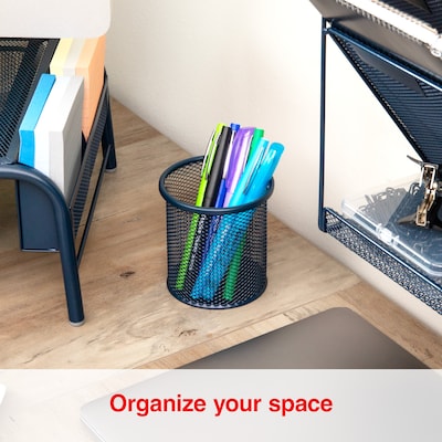 Staples Metal Mesh Pen Cups, Navy Blue, 3/Set (ST63823)