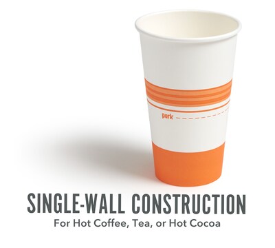 Perk™ Paper Hot Cup, 16 Oz., White/Orange, 500/Carton (PK54368CT)