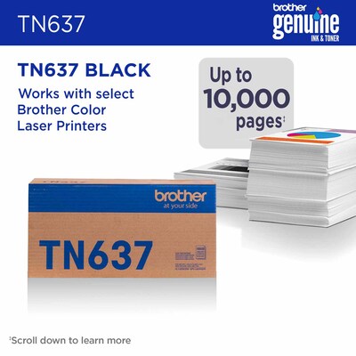 Brother TN637 Ultra High Yield Black Toner Cartridge, Prints Up to 10,000 Pages (TN637BK)