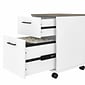 Bush Furniture Key West 60" L-Shaped Desk w 2 Drawer Mobile File Cabinet & 5 Shelf Bookcase, Shiplap Gray/Pure White (KWS016G2W)
