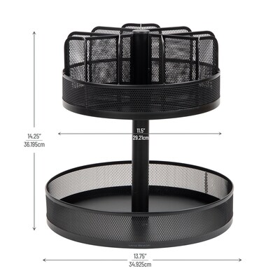 Mind Reader Metal 2-Tier Carousel Countertop Organizer Snack Tray, Black (SNACKMESH-BLK)