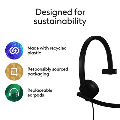 Logitech H570e USB-C Noise Canceling Mono Over-the-head Headset, MT Certified (981-001425)