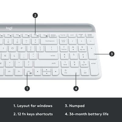 Logitech MK470 Slim Wireless Keyboard and Mouse Combo, Off-White (920-009443)