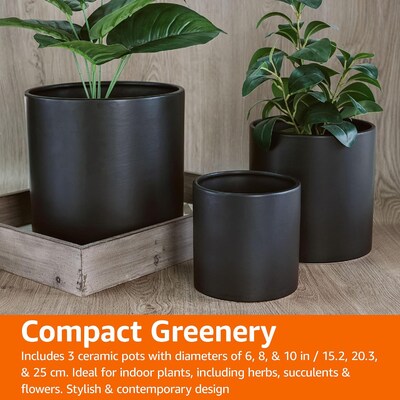 Ceramic Round Planters-3 PC Set