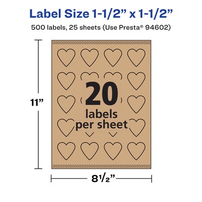 Avery Laser/Inkjet Decorative Edge Multipurpose Labels, 1.5" x 1.5", Kraft Brown, 500 Labels/Pack ( 94602)