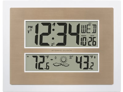513-149 Atomic Digital Wall Clock with Indoor/Outdoor Temperature
