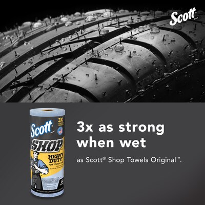 Scott Shop Towels Heavy Duty, 10.4" x 11", Blue, 60 Sheets/Roll, 12 Rolls/Carton (32992)