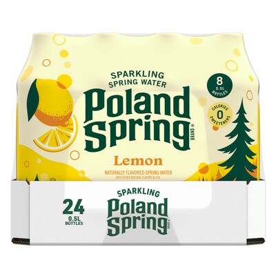Poland Spring Lemon Sparkling Purified Water, 16.9 oz., 24/Carton (12349569/100965)