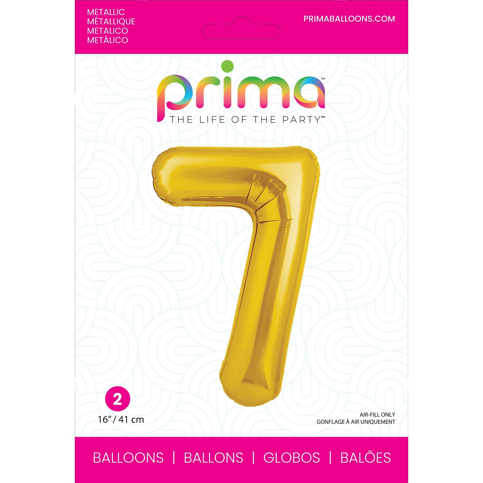 Party City (Air-Filled) 16 #7 Foil Balloon, Gold, 2/Pack (AM60050208-19)