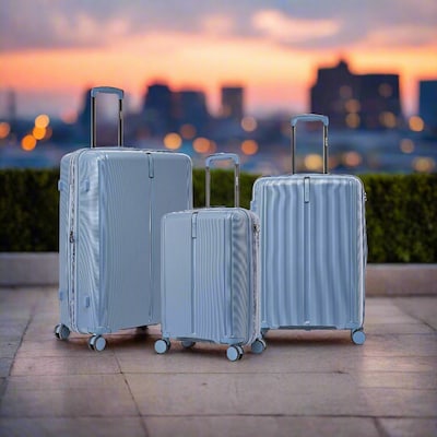 DUKAP Airley 3-Piece Hardside Spinner Luggage Set, TSA Checkpoint Friendly, Blue (DKAIRSML-BLU)