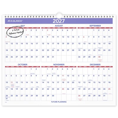 2026-2027 AT-A-GLANCE 15" x 12" Academic Monthly Wall Calendar, Purple/Red (AY8-28-27)