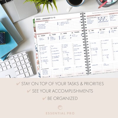 2026 Global Printed Products 8.5" x 11" Weekly & Monthly Planner, Paperboard Cover, Colorful Botanicals (ESPROCY26851130)