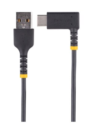 StarTech USB-A to USB-C Charging Cable Right Angle, 1ft, Black (R2ACR-30C-USB-CABLE)