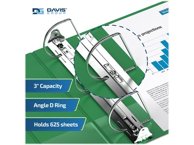 Davis Group Premium Economy 3" 3-Ring Non-View Binders, D-Ring, Green, 6/Pack (2305-04-06)