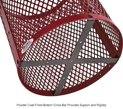 Global Industrial Outdoor Diamond Steel Trash Can w/ Flat Lid, 36 Gallon, Red (261924RD)