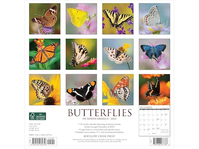 2024 Willow Creek Butterflies 12 x 12 Monthly Wall Calendar (32756)