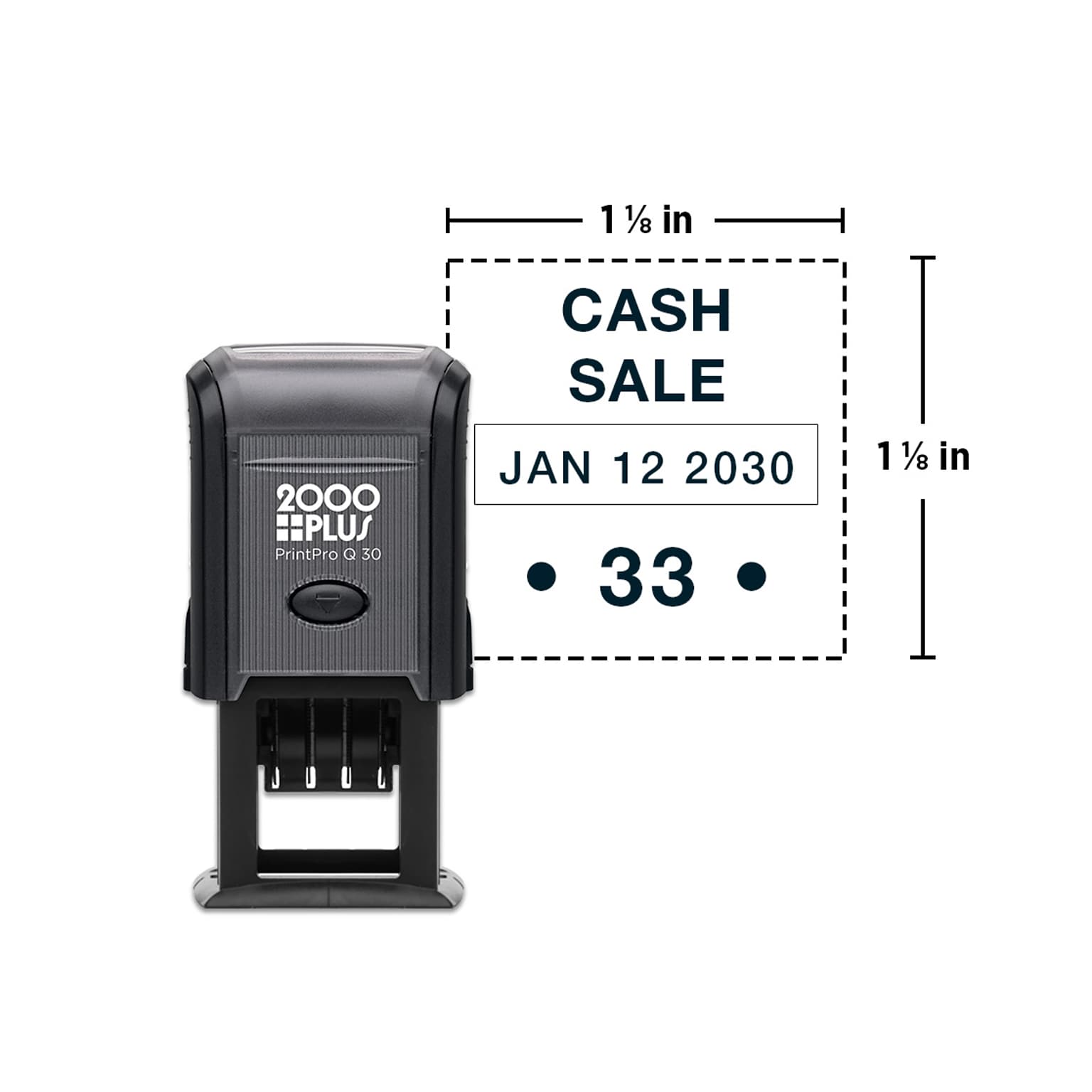 Custom 2000 Plus® PrintPro™ Self Inking Economy Dater Q30D, 1-1/8 x 1-1/8