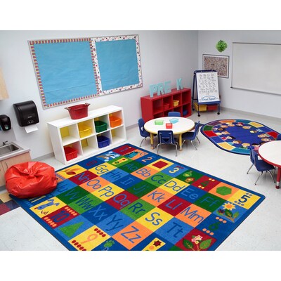 Joy Carpets Around the Block II Nylon 5'4" x 7'8" Machine Tufted Rug, Multicolored (2009C)
