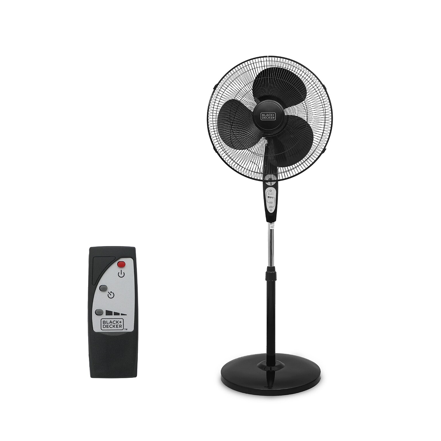 Black & Decker 18 Oscillating Pedestal Fan with Remote, 3-Speed, Black (BDSF18MB)