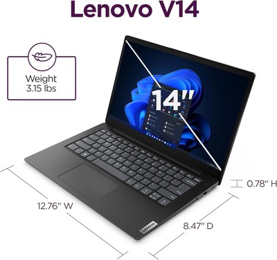 Lenovo V14 G4 14" Laptop, Intel Core i7-13620H, 8GB RAM, 256GB SSD, Windows 11 Home (83A000PDUS)