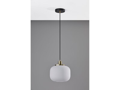 Adesso Hazel 1-Light Incandescent Pendant, Antique Brass/White (4276-21)