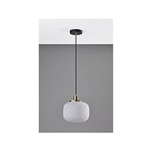 Adesso Hazel 1-Light Incandescent Pendant, Antique Brass/White (4276-21)