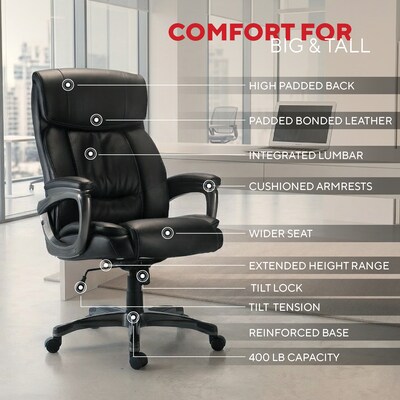 Quill Brand® Lockland Bonded Leather Big & Tall Managers Chair, Black (53235)