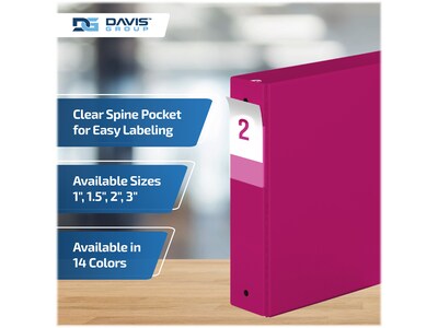 Davis Group Premium Economy 2" 3-Ring Non-View Binders, Pink, 6/Pack (2313-43-06)