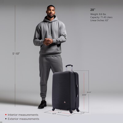 InUSA Royal 28" Hardside Suitcase, 4-Wheeled Spinner, TSA Checkpoint Friendly, Black (IUROY00L-BLK)