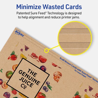 Avery Matte General Use Blank Cards, Kraft Brown, 60/Pack (95335)