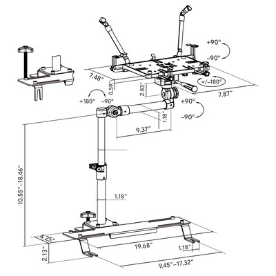 Mount-It! 19.68" x 4.25" Steel Adjustable Vehicle Laptop Mount with Universal Base, Black (MI-528)