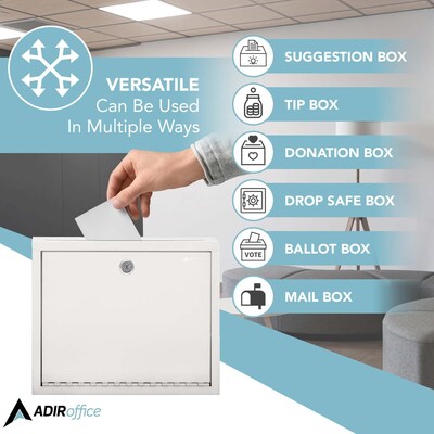 AdirOffice Steel Multipurpose Drop Box Interoffice Mailbox, Large, White (631-03-WHI-PKG)