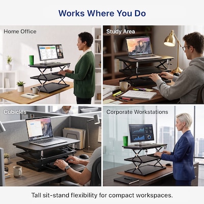 Uncaged Ergonomics Adjustable Standing Desk Converter with Keyboard Tray, Black (CDM)
