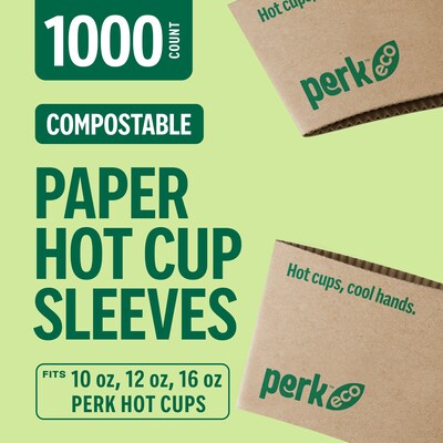 Perk™ Eco Paper Hot Cup Sleeves, Brown, 1000/Carton (PK56227CT)