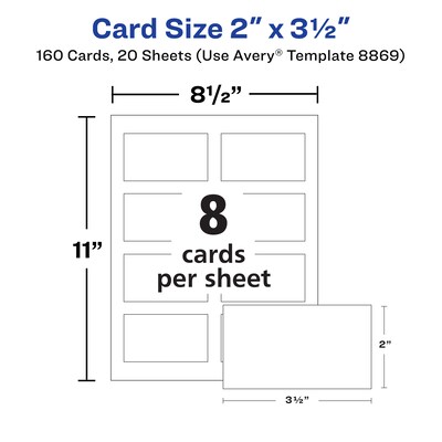 Avery Clean Edge Business Cards, 3.5" x 2", Matte White, 160/Pack (8869)