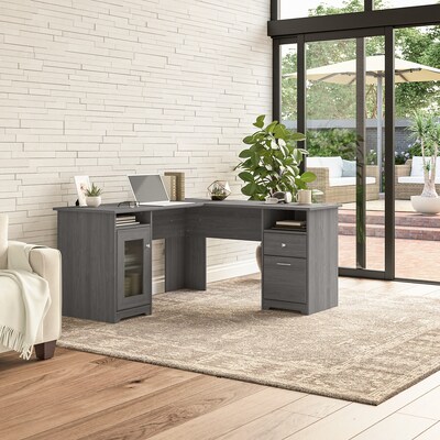 Bush Furniture Somerset 60W L Shaped Desk with Storage Platinum Gray