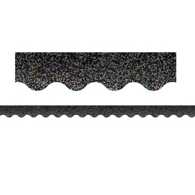 Teacher Created Resources Black Sparkle Scalloped Border Trim, 35 ft., Black, 6 Packs/Bundle (TCR8766-6)