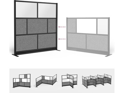 Luxor Expanse Series 7-Panel System Starter Wall, 70"H x 70"W, Freestanding, Black/Gray PET/Acrylic (MW-7070-FCGB)