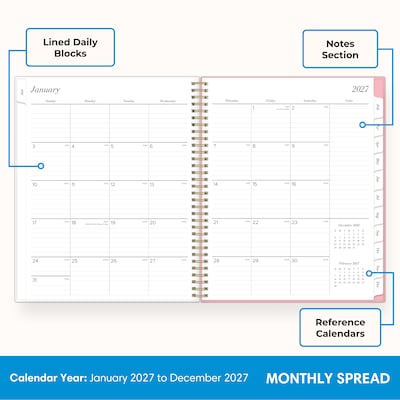 2027 Blue Sky 8.5" x 11" Weekly & Monthly Planner, Pink (164032)