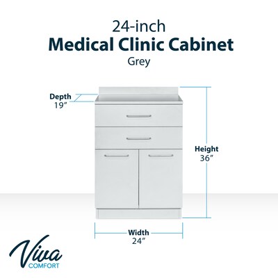 Viva Comfort 36H x 24W Exam Room Medical Cabine, 2-Drawers, Gray (ADIME902-24-GRY)