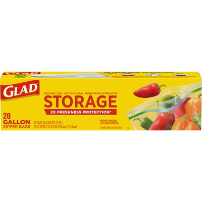 Glad Zipper Food Storage Bags, 20 Bags/Box (55050)