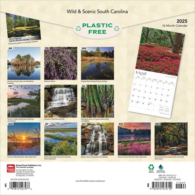2025 BrownTrout South Carolina Wild & Scenic 12 x 12 Monthly Square Wall Calendar (9781975475710)