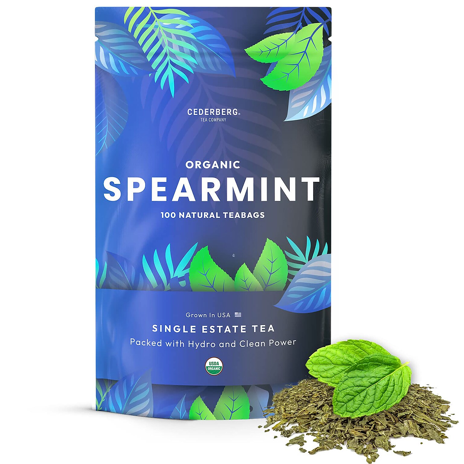 Cederberg Tea Company Organic Spearmint Herbal Tea, Caffeine Free, 100 Tea Bags/Pack (CT-SPEA)