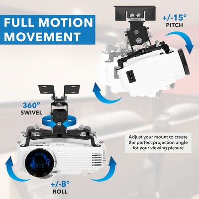 Mount-It! Universal Wall or Ceiling Projector Mount, 44 lb. Load Capacity, Black (MI-604)