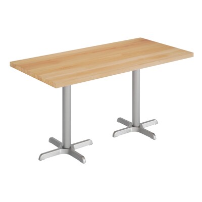 Flash Furniture Bennett Wooden Commercial Indoor Table, 30 x 60, Natural Top/Silver Base (GSF3060NTT2222S)