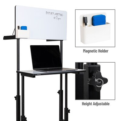 Mind Reader 21"W Adjustable Standing Whiteboard Desk, Black (SDWBOARD-BLK)