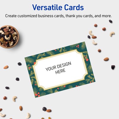 Avery Gold-Teal Berries Matte Blank Card, White, 20/Pack (S00-FF2)