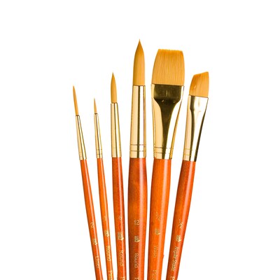 Princeton RealValue Short Handle Mixed Media Synthetic Taklon Variety Brush Set, 6/Set, 2 Sets/Bundle (PBXPR9153-2)