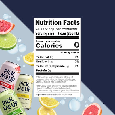 Pick Me Up Provisions™ Sparkling Water Variety Pack, 12 oz., 24 Cans/Carton (PM63523)