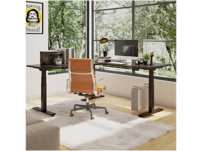 FlexiSpot E7 76"W Electric L-Shaped Adjustable Standing Desk, Black (E7LB557624BLK)